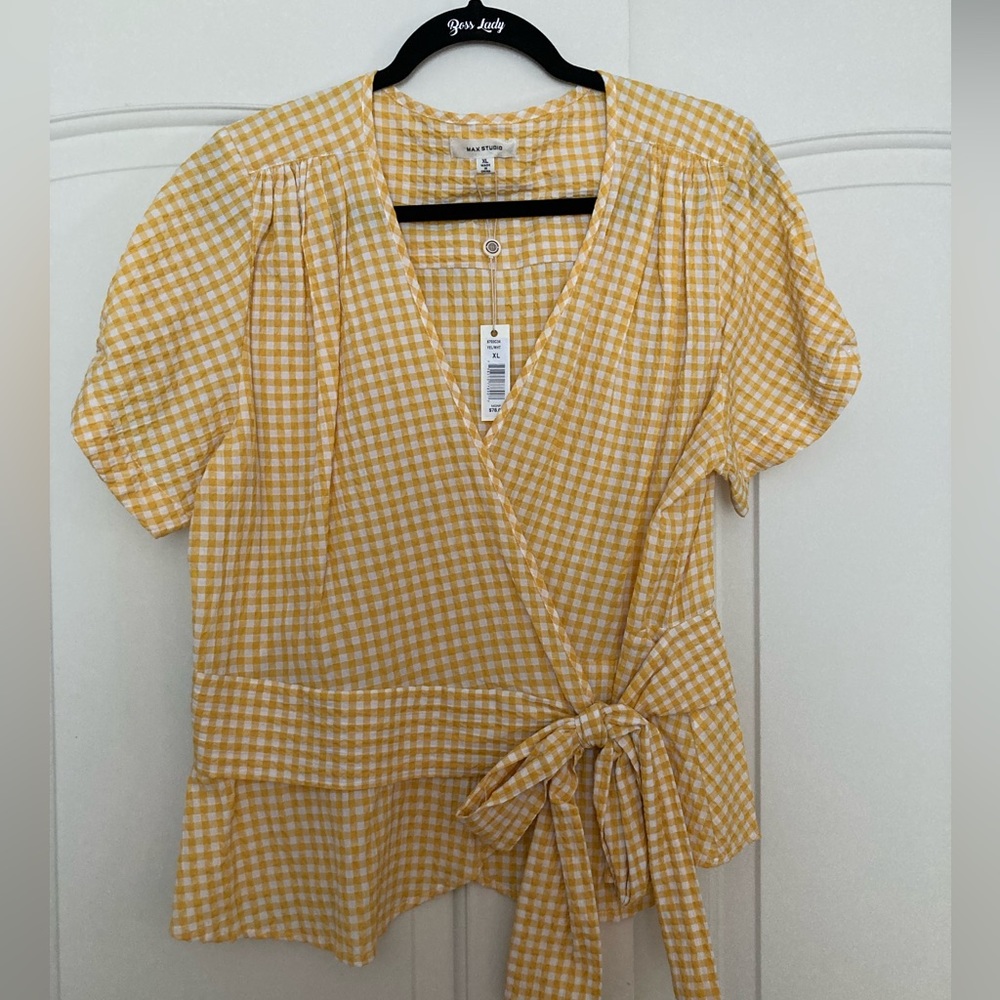 NWT Max Studio Checkered Tie Shirt